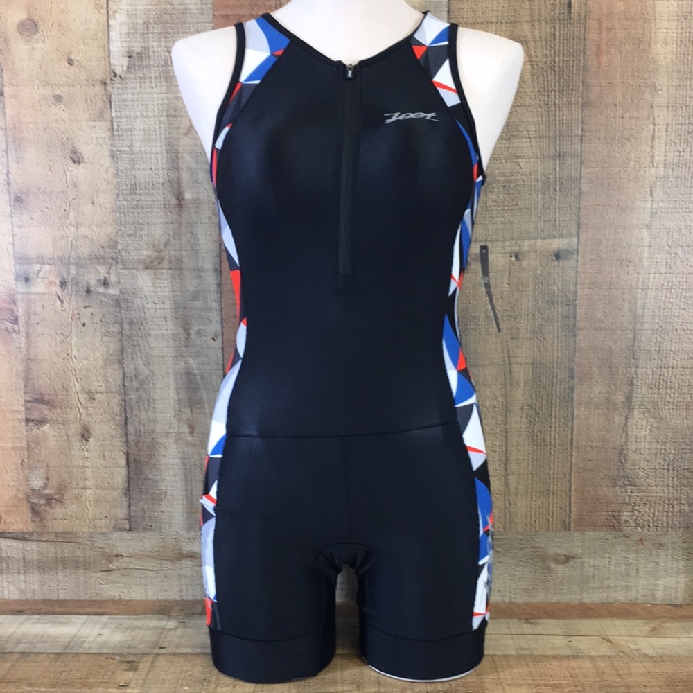 Zoot Sports Vivid Blue Camo Protege Tri Racesuit Womens Medium Swim Cycling